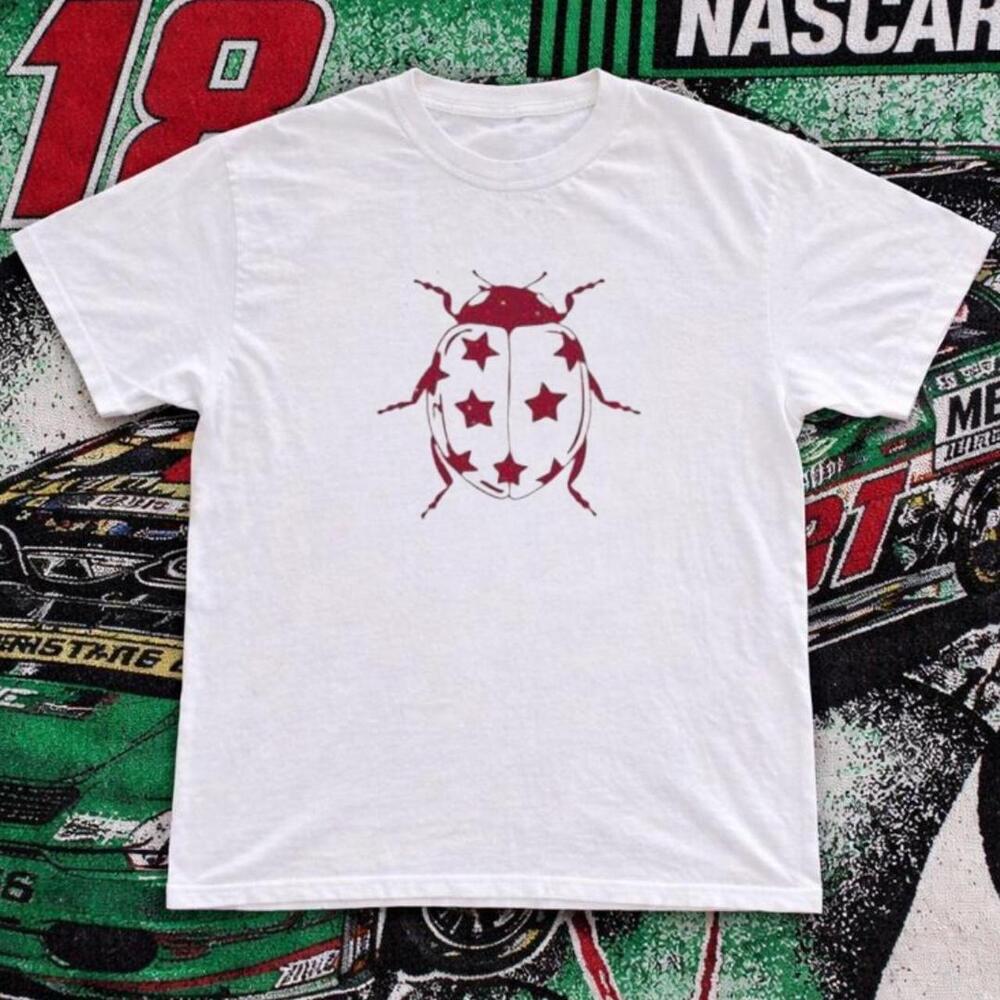 Gildan Women White T-Shirt, Laydybug Graphic Tee Gildan